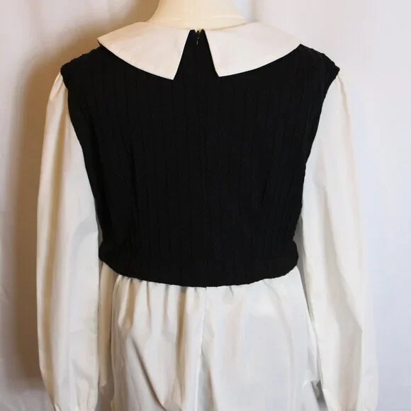 Papaya Brand Peter Pan Collar Black Knit Vest Layered Top Women's Large - Picture 5 of 8